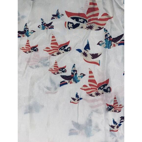 XL NAIZI Womens White w Patriotic Birds Doves Blouse Keyhole Front and Back EUC - Picture 6 of 12